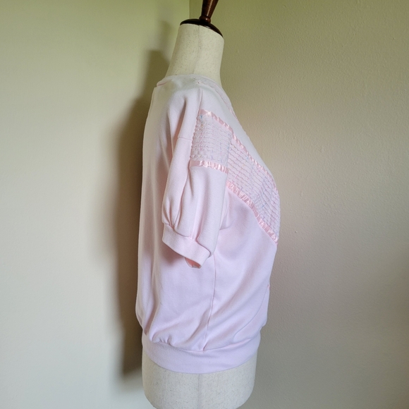 Separate Scene | 80s Vintage Pink Ribbon Puff Sleeve Top - Picture 3 of 4